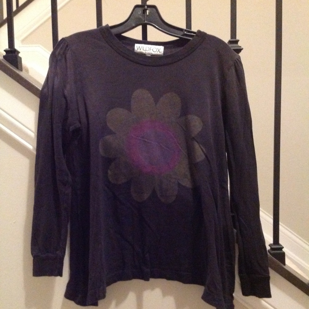 Wildfox princess sleeve faded black top